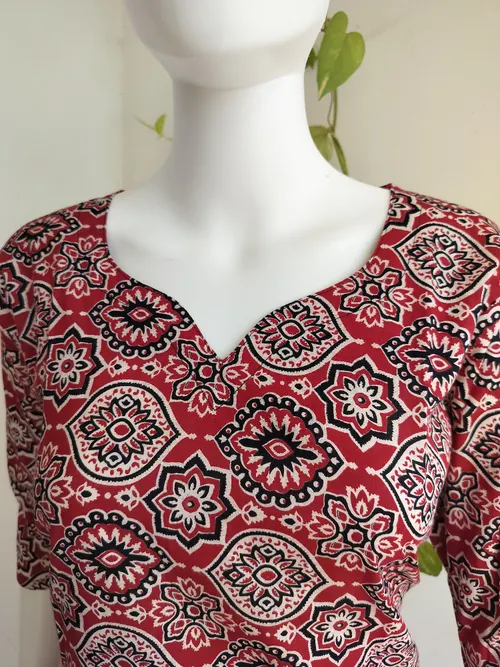 Cotton Flex Kurti - Ajrak Print 1
